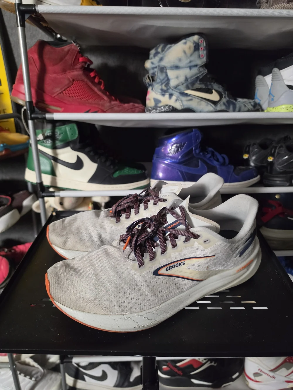 🔥 Brooks Hyperion White with Navy Orange Men Size 11.5 Running Shoes